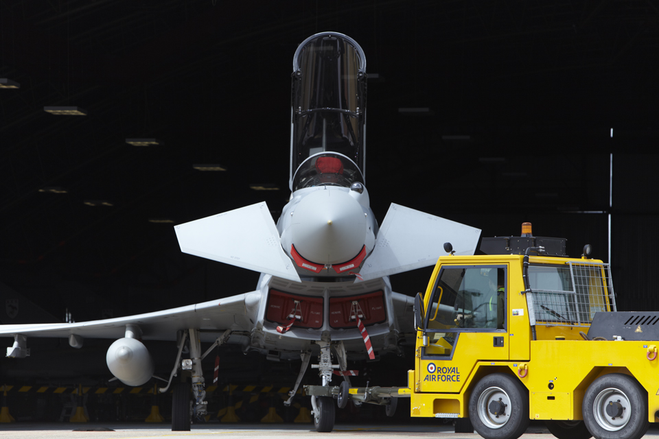 Eurofighter Typhoon hangar and tug